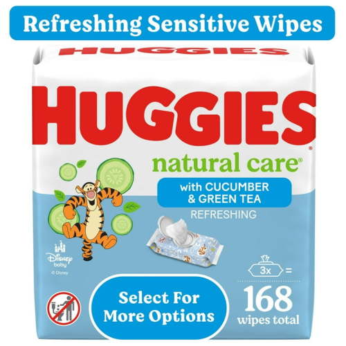 Huggies Natural Care Baby Wipes, Scented, 3 Pack, 168 Ct, Hypoallergenic, Dermatologist Tested