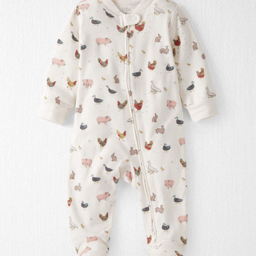 Barnyard Tails Baby Organic Cotton Sleep & Play Pyjamas in Barnyard Tails Print | Carter’s Oshkosh Canada