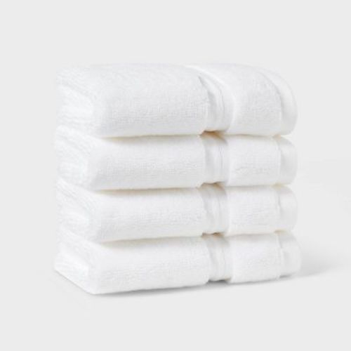 4pk Spa Plush Washcloth Set White - Threshold™