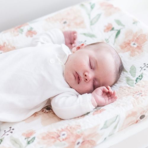 Parker Pink Floral Changing Pad Cover | Crane Baby