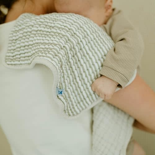 Little Unicorn Ultra-Absorbent Premium Burp Cloth 2 Pack | Soft on Baby's Skin | Larger Size | Ergonomic Design | Set of 2 (Grey Stripe)