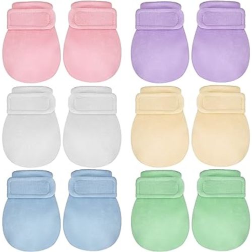 Adjustable Baby Mittens No Scratch Newborn Cotton Breathable Gloves Warm Baby Mitts for Boys Kids - Lively Colors - 6