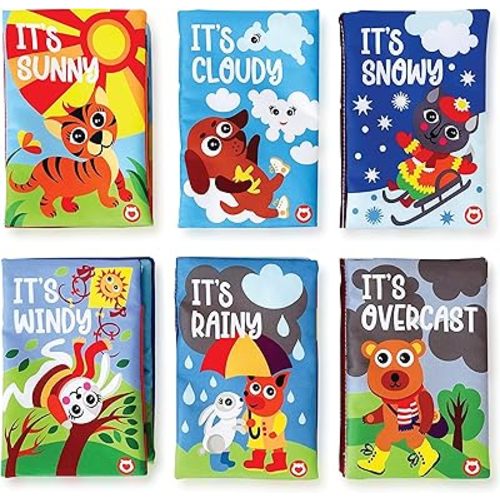 Cloth Books for Babies Weather Themed- Soft Baby Books Features Characters About Weather - Soft Baby Toys for Learning and Brain Development
