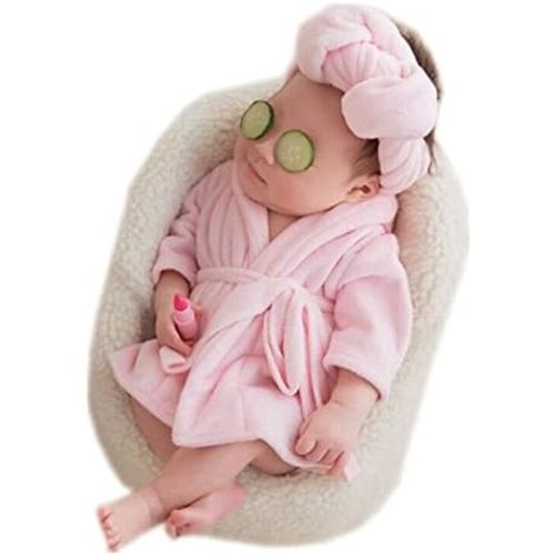 Newborn Baby Photography Props Outfit Robe Bathrobes Towel Sets & Cucumber Slices for Baby Boys Girls Posing Photo Prop