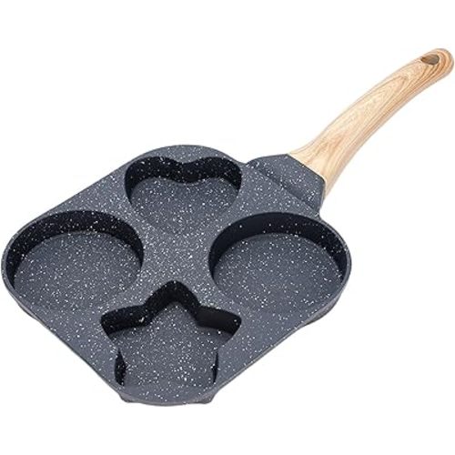 Egg Frying Pan 4-Cup, Nonstick Egg Pan, Omelet Pan with Handle, Breakfast Frying Pan for Cooking Eggs, Burger or Bacon, All Stoves Compatible, Black