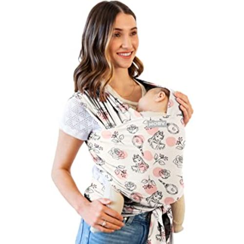Moby Wrap Baby Carrier | Featherknit | Baby Wrap Carrier for Newborns & Infants | Baby Gift | Keeps Baby Safe & Secure | Adjustable for All Body Types | Disney's Belle in Blush