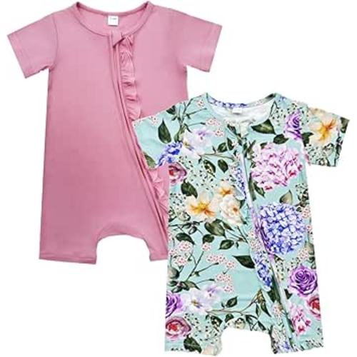 Bow Dream Baby Girl Romper 2 pack Bamboo Rayon Baby Clothes Baby Boy Short Sleeve Jumper One-Piece Rompers Summer