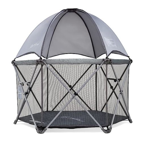 Baby Delight Go with Me Eclipse Deluxe Portable Playard | Playpen | Sun Canopy | Indoor and Outdoor | Ultra Padded Nylon Floor | Elephant Grey