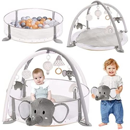 5-in-1 XL Large Baby Activity Gym 40"x 40" & Ball Pit - Combination Baby Activity Gym and Ball Pit for Sensory Exploration and Motor Skill Development, for Newborns, Babies,Toddlers Not Included Ball