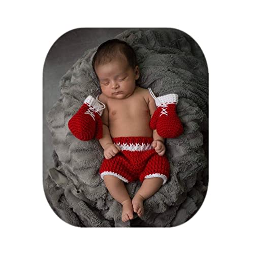 Vemonllas Newborn Photography Props Boys Girls Outfits Baby Photo Props Crochet Knitted Boxing Champion Gloves & Pants