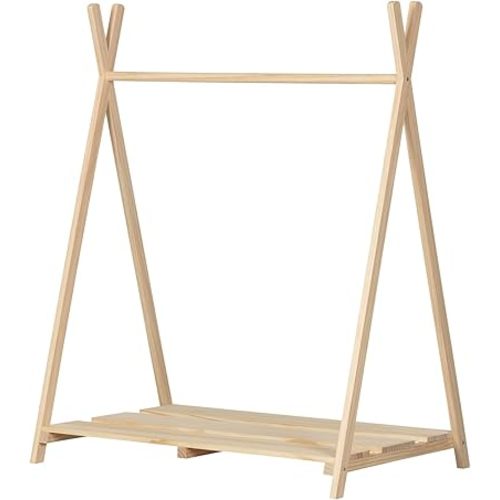 South Shore Sweedi Scandinavian Clothes Rack for Kids-Natural Pine