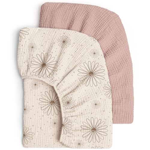 Lulu Moon Muslin Crib Sheets - Fitted Crib Mattress Sheets for Boys and Girl - 28"x 52", 2 Pack