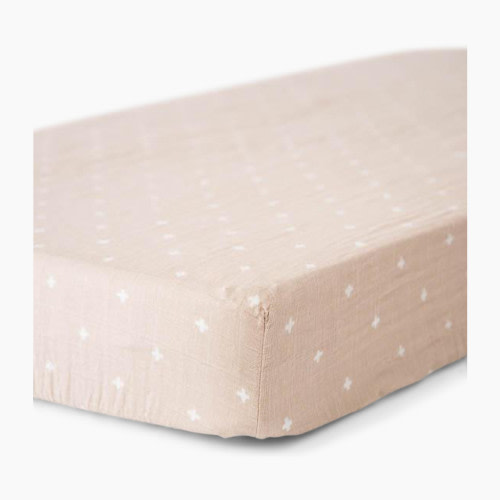 Little Unicorn Cotton Muslin Crib Sheet - Taupe Cross
