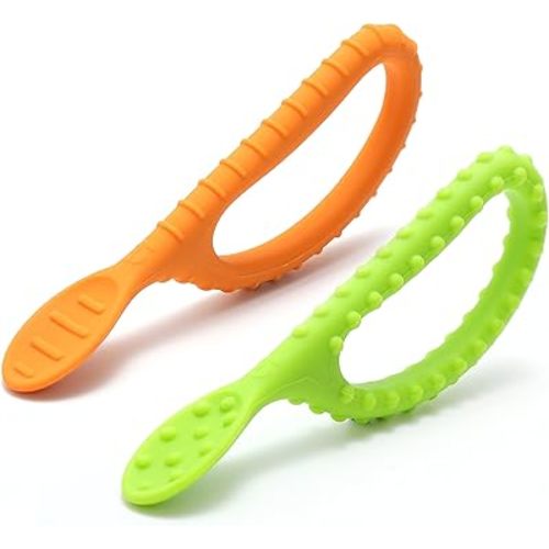 Special Supplies Duo Spoon Loops Oral Motor Therapy Tools, 2 Pack, Textured Stimulation and Sensory Input Treatment for Babies, Toddlers or Kids, BPA Free Silicone with Flexible, Easy Handle