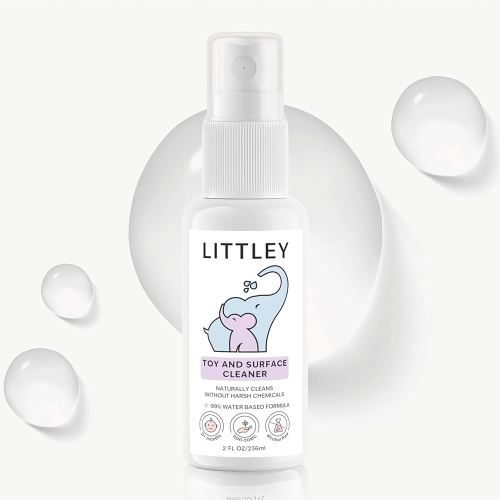 Littley Toy & Surface Cleaner with Hypochlorous Acid, Fragrance-Free, Made Without Ammonia, Bleach, Phosphates, Phthalates, or Dyes, 2oz Travel-Size Spray Bottle