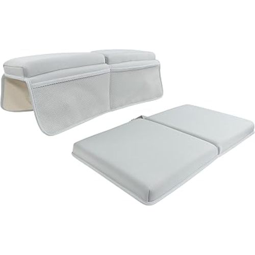 Bath Kneeler and Elbow Rest Pad - Over Tub Foam Bathtub Kneeling Pad with Storage Pockets and Suction Cups