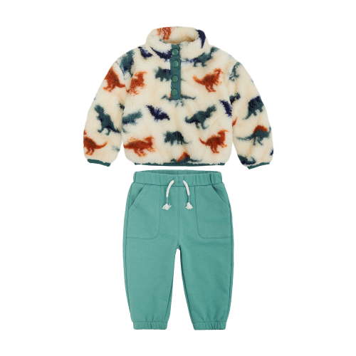 Wonderluxe Baby Boys' Teddy Fleece Pullover and Jogger Pants Set, 2-Piece, Sizes 0/3M-24M