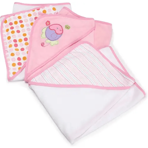 Spasilk 3 Pack Soft Terry Hooded Towel Set, Pink