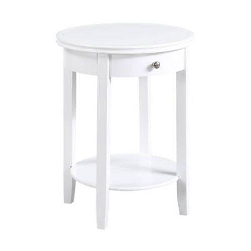 American Heritage Baldwin End Table: Storage Drawer, Lower Shelf, Tapered Legs - Breighton Home