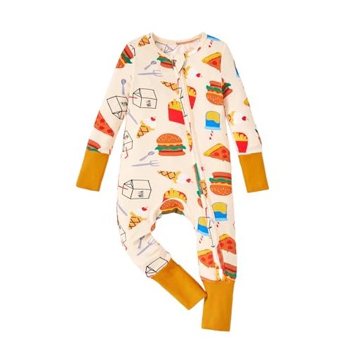 PATPAT Baby Pajama with Bamboo Viscose, Footie Jumpsuit Romper with 2-Way Zipper for Baby Boy Girl Toddler Sleeper Sleepwear