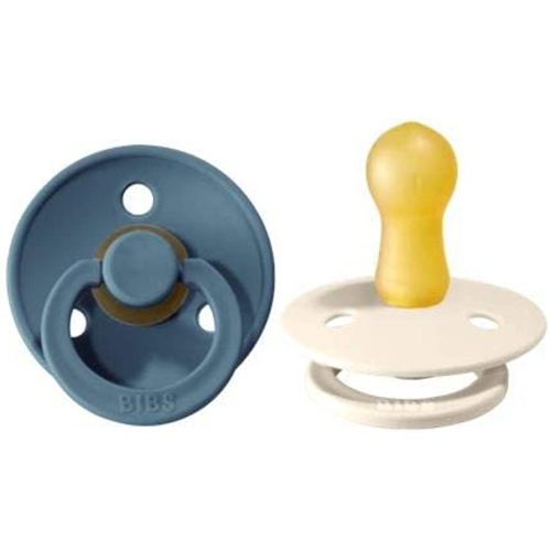 BIBS Pacifiers | Natural Rubber Baby Pacifier | Set of 2 BPA-Free Soothers | Made in Denmark | Ivory/Petrol | Size 0-6 Months
