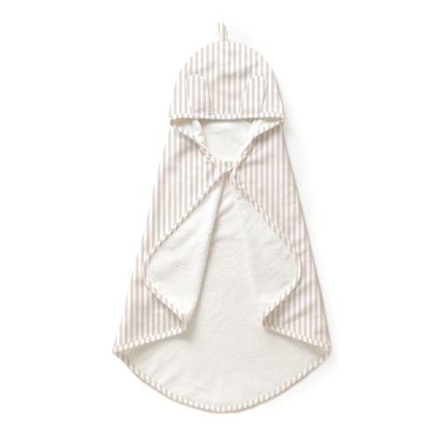 Organic Baby Hooded Towel - Beige Stripes