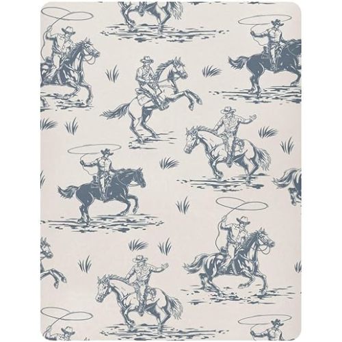Cowboys Horse Western Crib Sheets Soft Breathable Fitted Baby Playard Sheets Mattress Cover for Girl Boys, 39" x 27" x 5"