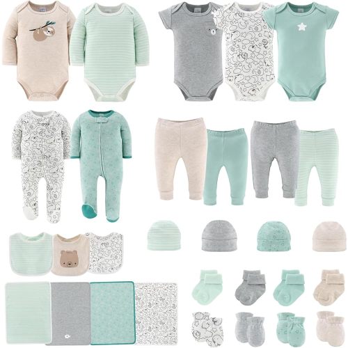 The Peanutshell Baby Layette Gift Set for Boys or Girls - 30 Piece New Born Unisex Gift Set, Baby Clothes & Newborn Essentials Must Haves - Newborn Clothes 0-3 Months - Restful Basics