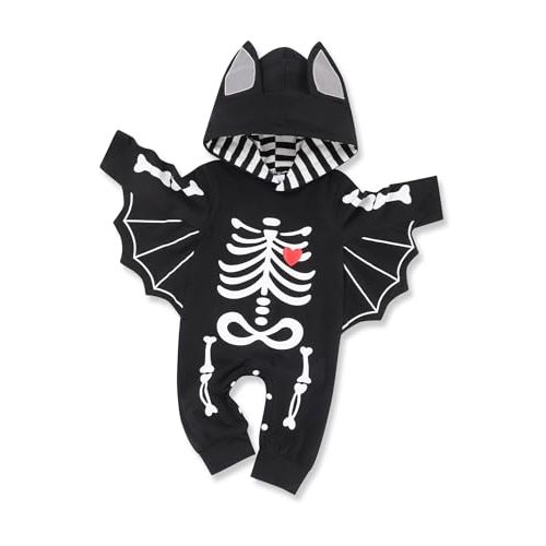 Rutoe My First Halloween Outfit Newborn Baby Boy Clothes Cosplay Infant Bat Costume Hoodie Romper 0-12 Months