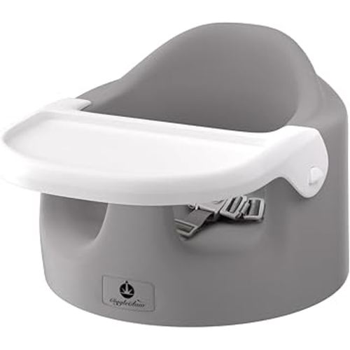 Baby Floor Seat with Removable Tray – Portable Feeding & Activity Booster Seat for Infants, Ideal for Sitting, Mealtime Support, and Playtime, Gray