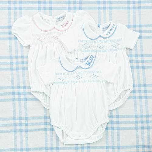 Short Sleeve Smocked Bubble // Monogram Onesie, Custom Name, Coming Home Outfit, Hospital Outfit, Monogram Bubble, Baby Gift, Shower Gift