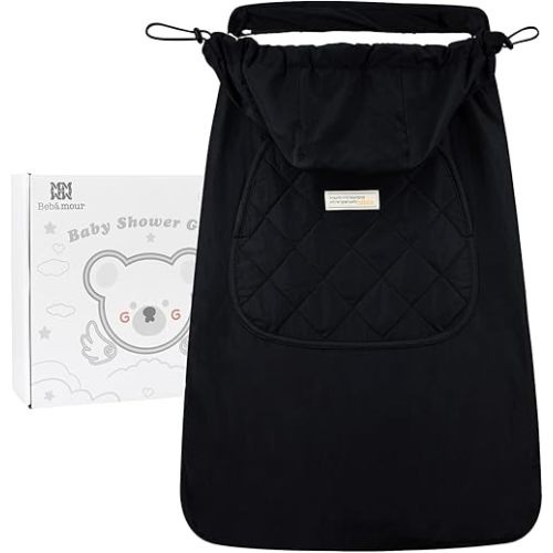 Bebamour Universal Hoodie All Season Carrier Cover for Baby Carrier (A Black)