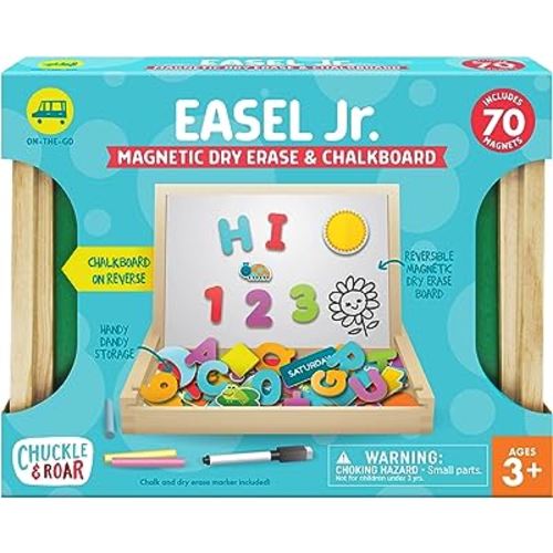 Chuckle & Roar - Easel Jr. Magnetic Dry-Erase and Chalk Playing Board - Engaging Art and Craft Board for Kids - Preschool Classroom Staple