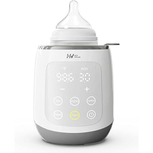 HEYVALUE Bottle Warmer, Baby Bottle Warmer 10-in-1 Fast Baby Food Heater&Thaw BPA-Free Milk Warmer with IMD LED Display Accurate Temperature Control for Breastmilk or Formula for Bottles