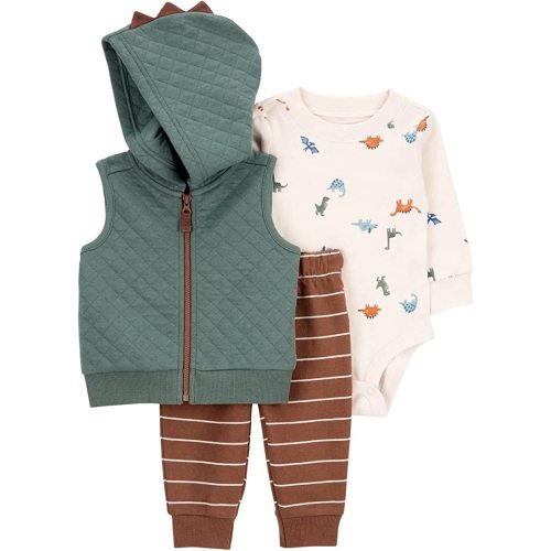 Carter's Baby Boys' 3 Piece Plaid Patch Little Vest Set