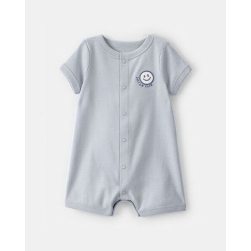 Baby 'Smile Club' Short-Sleeve Romper - Blue | Carter's 9M