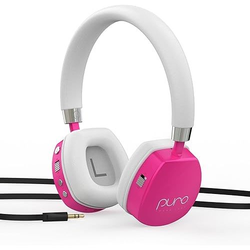 Puro Sound Labs PuroQuiet Plus Volume Limited On-Ear Active Noise Cancelling Bluetooth Headphones– Lightweight Headphones for Kids with Built-in Microphone–Safer Sound Studio-Grade Quality (Pink)