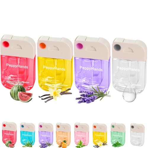 4 Pcs Hydrating Hand Sanitizer Spray, 4 Scents, 5.2 FL. OZ. Portable Sanitizer Spray for Travel Size, 500-Sprays Each Multi-Flavor (4(Pcs).)