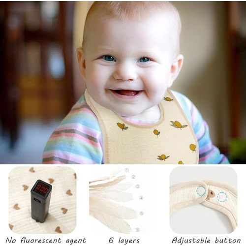 6 Pack Muslin Baby Drooling Bibs Unisex Soft & Absorbent Multi-Layer Baby Bibs for Drooling and Teething Boys Girls - B1