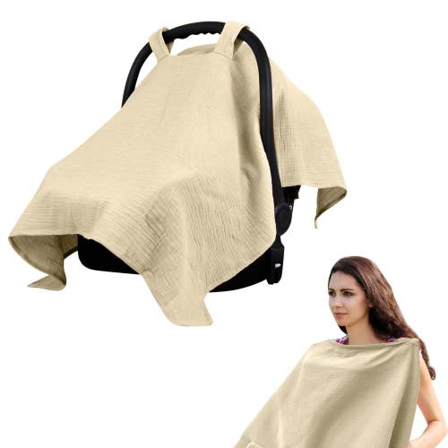 Hvxrjkn 2 In1 Nursing Cover, Breathable Baby Car Seat Cover for Outdoor Use Soft Cotton Breastfeeding Scarf for Infant Stroller Feeding Privacy