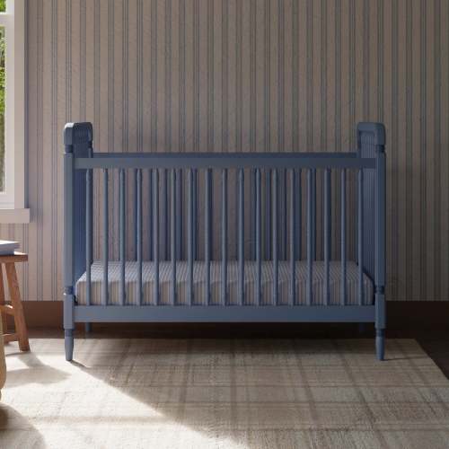 Namesake Liberty 3-in-1 Convertible Spindle Crib with Toddler Bed Conversion Kit - Cove Blue
