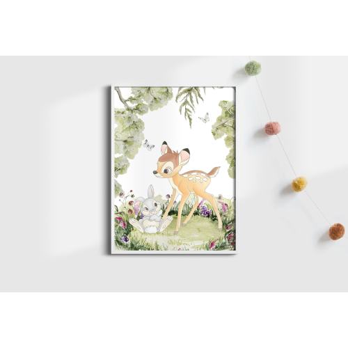 Bambi Wall Art I Forest Friends Printable Wall Art | Nursery Decor | Children's Room Wall Art | Printable Art| L 001