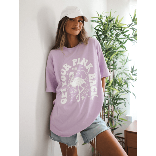 Get Your Pink Back Violet Pigment Dyed Puffy Tee