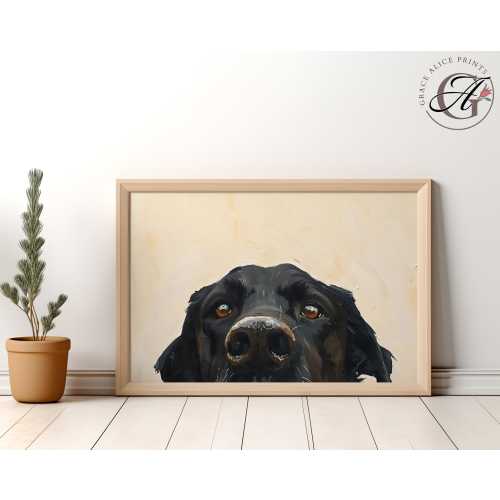 Black Lab Peeking Wall Art, Cute Dog Wall Art, Minimalist Pet Portrait, Whimsical Animal Print, Black Lab Print, Dog Nursery Art, Lab Art