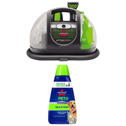 BISSELL Little Green Portable Carpet Cleaner 3369 & BISSELL Pet Stain Odor Remover, 32 Fluid Ounce 74R7V