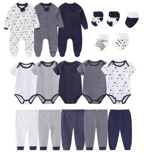 falianni Baby Boy Girl 18 Pack Layette Set Cotton Infant Unisex Clothes and Accessories New born Essentials Clothing Sets
