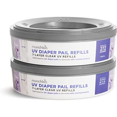 Munchkin® UV Diaper Pail Refill Rings, Holds up to 544 Newborn Diapers, 2 Pack