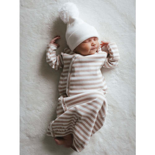 Tan Stripe / Organic Ribbed Gown