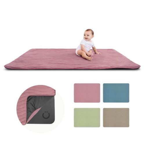 Ubbi Baby Tummy Time Floor Mat, Thick Padded Foam Playmat for Infants & Toddlers - Fig Blossom/Pink