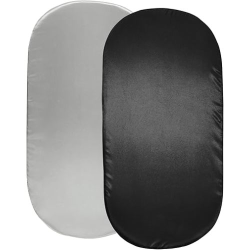 SiinvdaBZX 2 Pcs Satin Bassinet Sheets for Baby Boy, Silky Soft Bassinet Fitted Sheets for Hourglass, Oval & Rectangular Bassinet Mattress (Light Grey & Black)